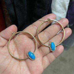 Kendra Scott Elora Gold Hoops with Turquoise Accent